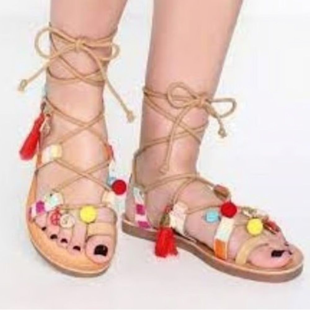 Madden Girl Colorful Lace-Up Sandals Size 7